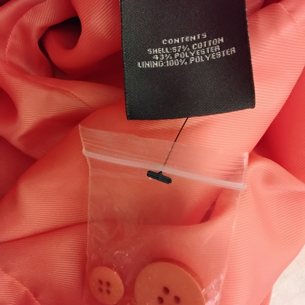 Vince Camuto Women's M Orange Zippers Lined Tie Hood Pockets Trench Coat - Picture 7 of 8